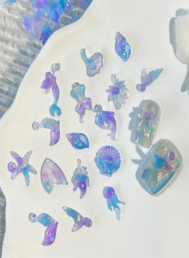 UCCASA 50pcs Ocean Series Nails Charms 3D Resin Night Light Nail Art Supplies for Acrylic Nails Sea Shell Starfish Dolphin Nail Gems and Charms Kawaii Nail Charms for Women Summer DIY Nail Art Decoration - Image 5
